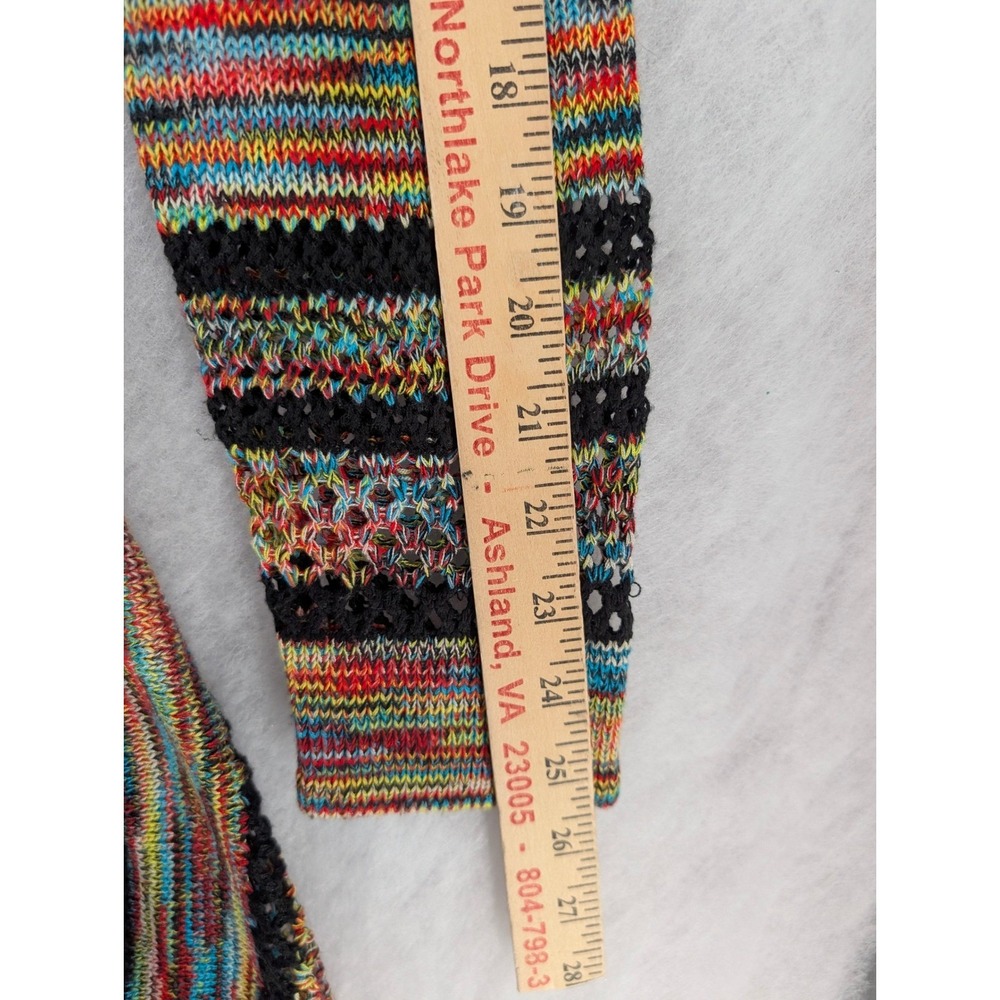 Space Dye Open Front Cardigan Small Multicolor Rainbow Knit Boho Layering - Picture 8 of 8